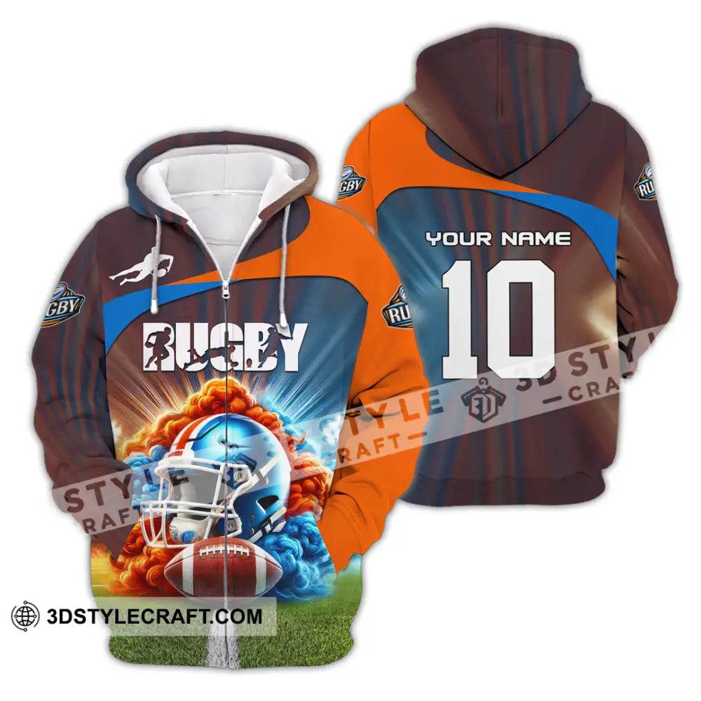 Man Shirt Custom Name And Number Rugby Football T-Shirt Hoodie Long Sleeve Gift For Lovers Zipper /