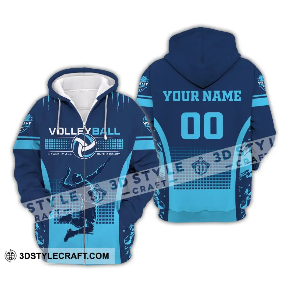 Man Shirt Custom Name And Number Volleyball T-Shirt Gift For Volleybal Player Zipper Hoodie / S