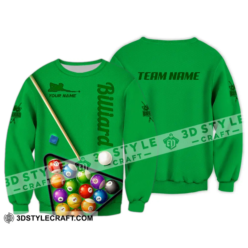 Man Shirt Custom Name And Team For Billiard Lover Hoodie Polo Long Sleeve / S T-Shirt