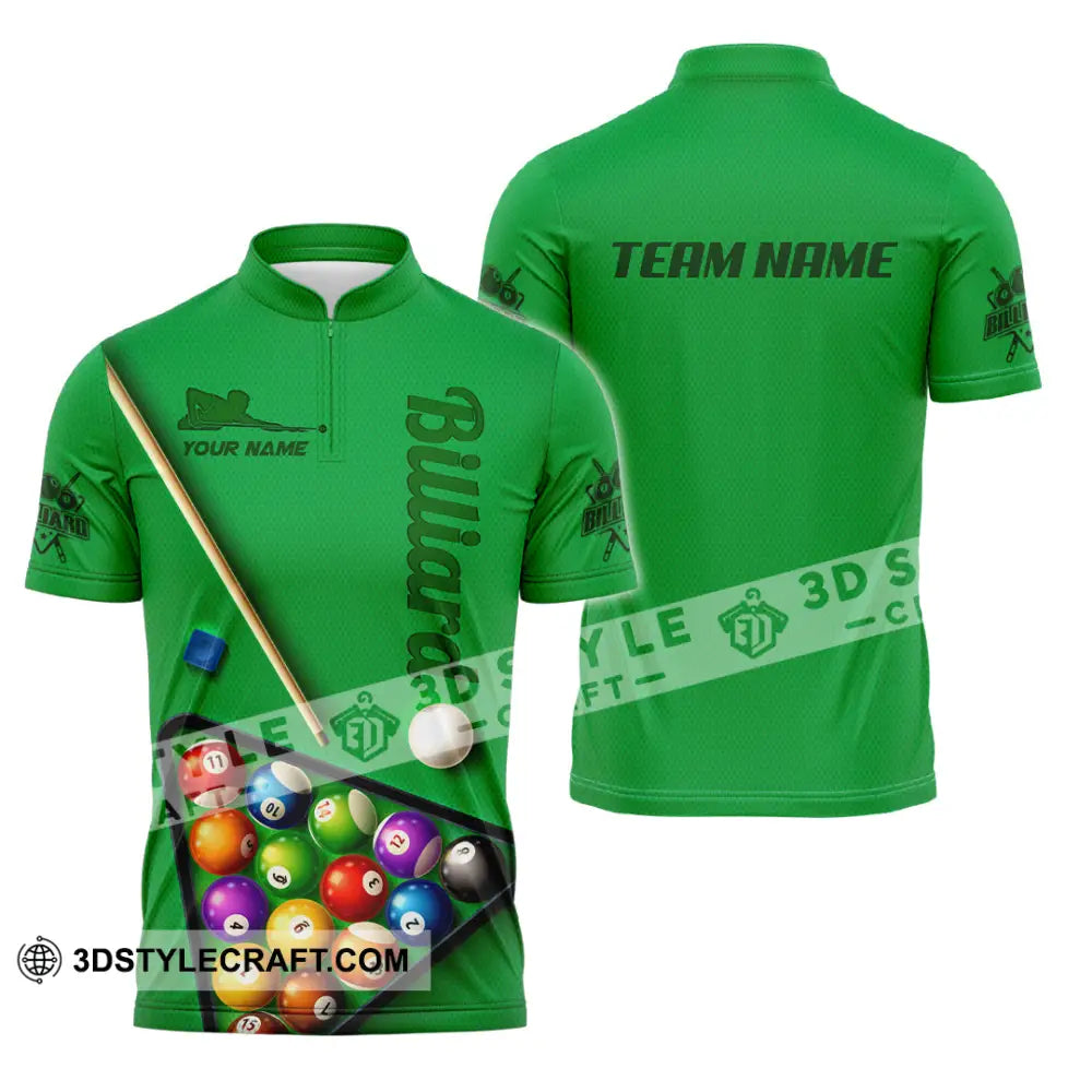 Man Shirt Custom Name And Team For Billiard Lover Hoodie Polo Long Sleeve Zipper / S T-Shirt