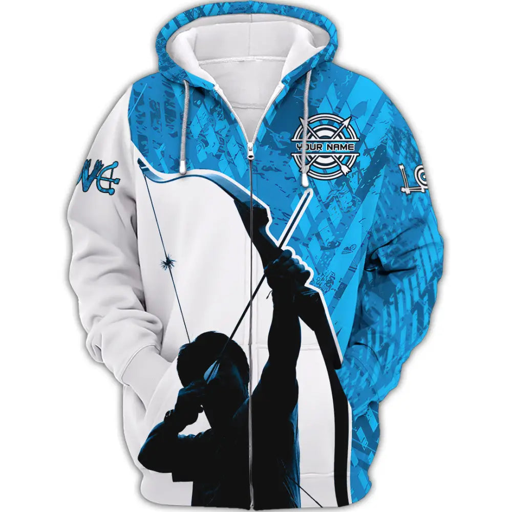 Man Shirt Custom Name Archery T-Shirt Archer Hoodie Long Sleeve Gift For Lovers Zipper / S T-Shirt