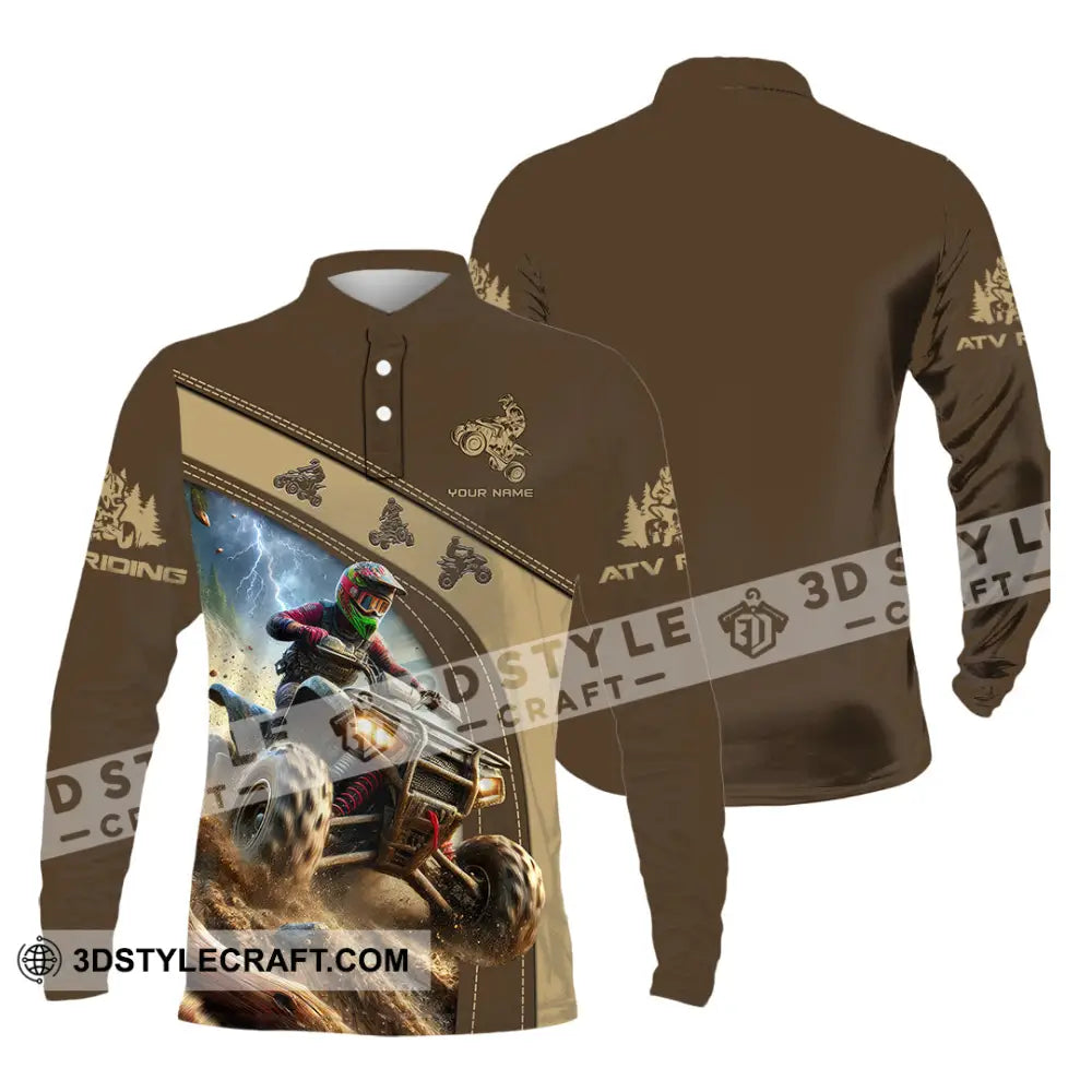 Man Shirt Custom Name Atv Riding Gift Polo Long Sleeve Hoodie / S T-Shirt