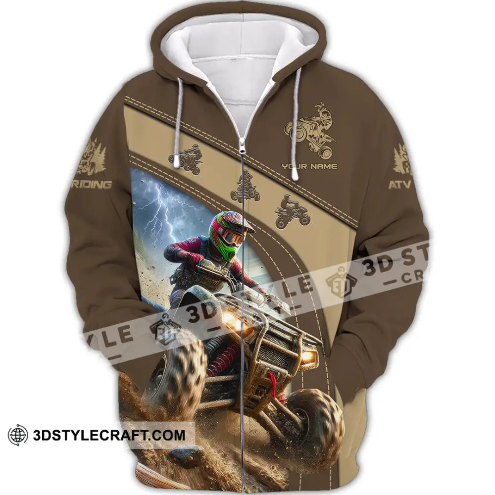 Man Shirt Custom Name Atv Riding Gift Polo Long Sleeve Hoodie Zipper / S T-Shirt