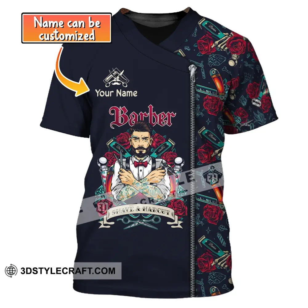 Man Shirt Custom Name Barber Apparel T-Shirt For Shop