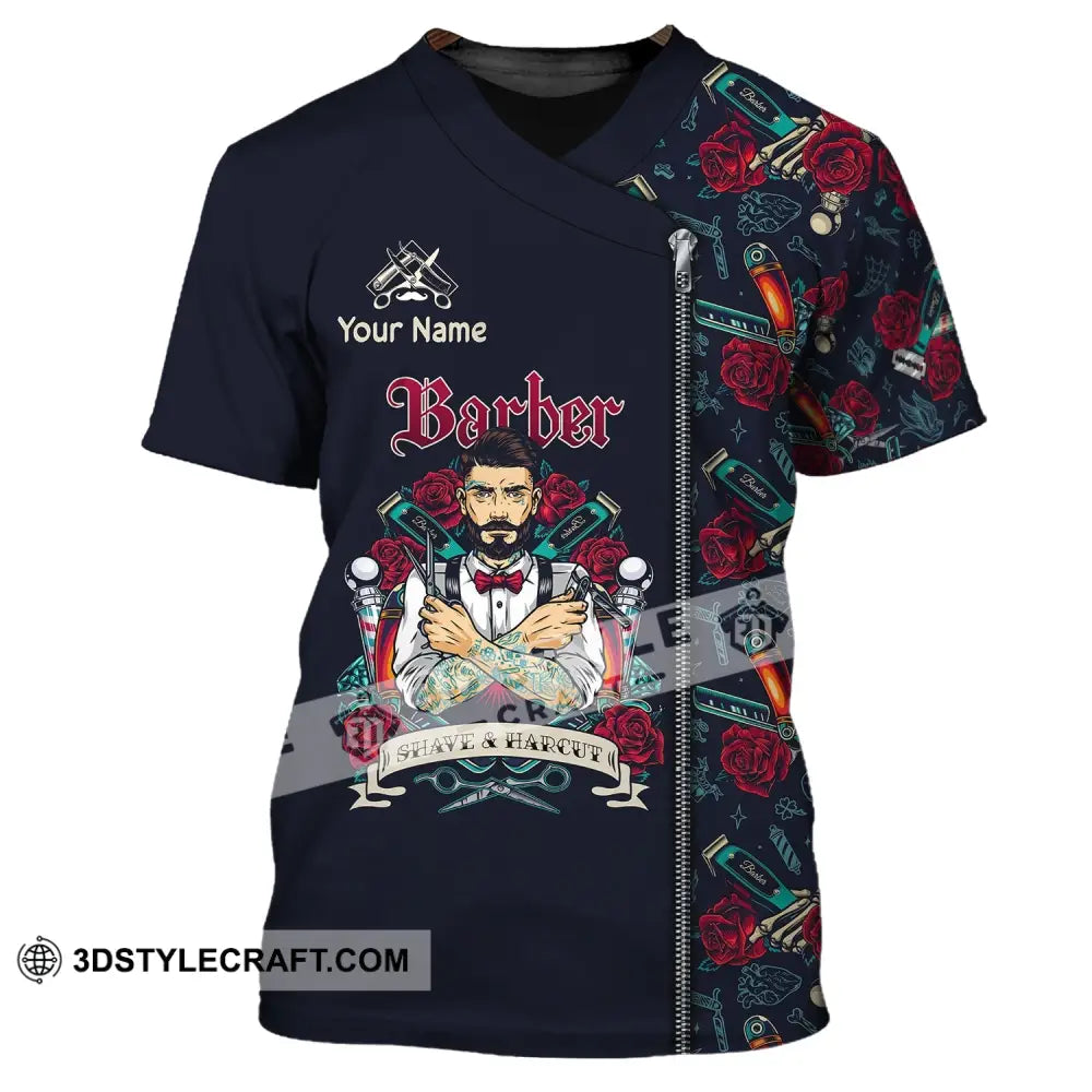 Man Shirt Custom Name Barber Apparel T-Shirt For Shop / S