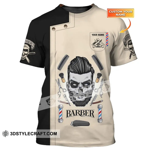 Man Shirt Custom Name Barber Hairstylist Apparel T-Shirt For Shop