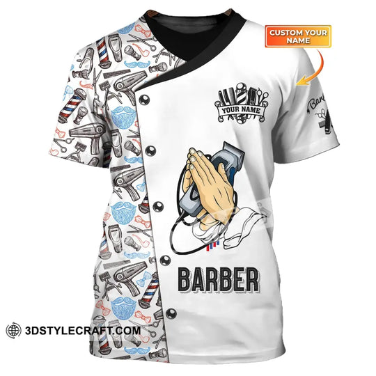 Man Shirt, Custom Name Barber Shirt, Hairstylist Apparel, T-Shirt For Barber Shop style option 1