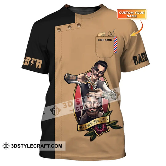 Man Shirt, Custom Name Barber Shirt, Hairstylist Apparel, T-Shirt For Barber Shop style option 1