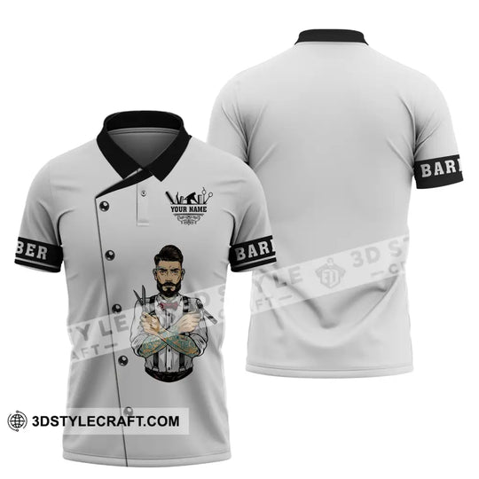 Man Shirt, Custom Name Barber Shirt, Hairstylist Apparel, T-Shirt For Barber Shop style option 4