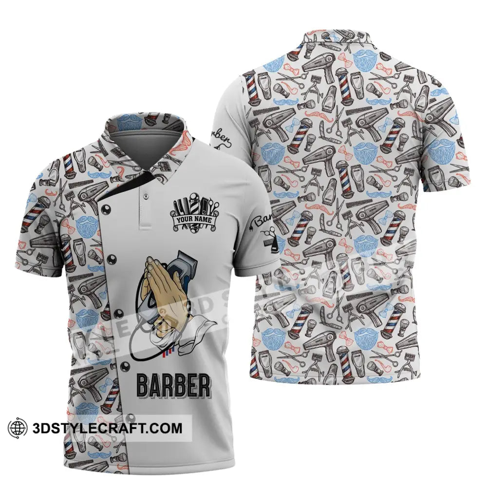 Man Shirt Custom Name Barber Hairstylist Apparel T-Shirt For Shop Polo / S