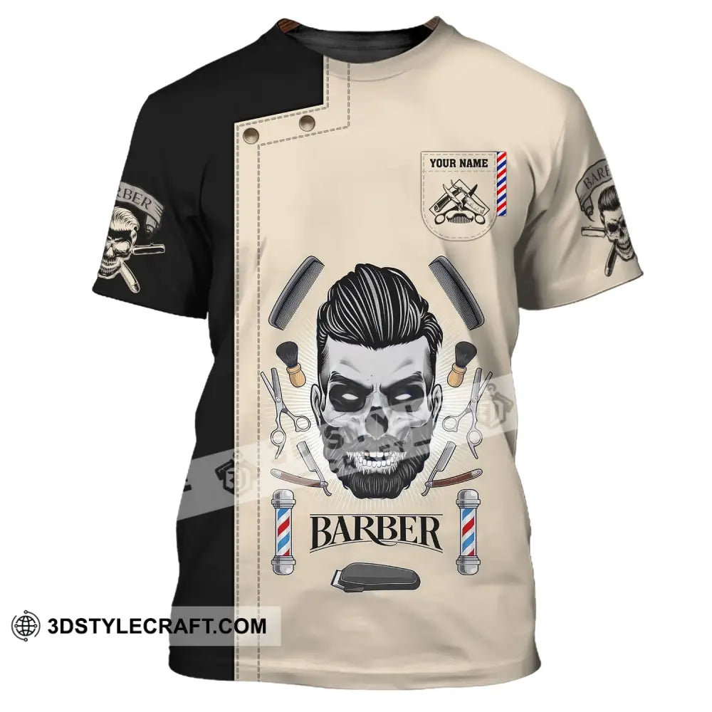 Man Shirt Custom Name Barber Hairstylist Apparel T-Shirt For Shop / S