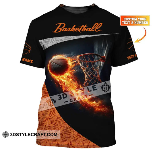 Man Shirt Custom Name Basketball Fire Gift For Player T-Shirt