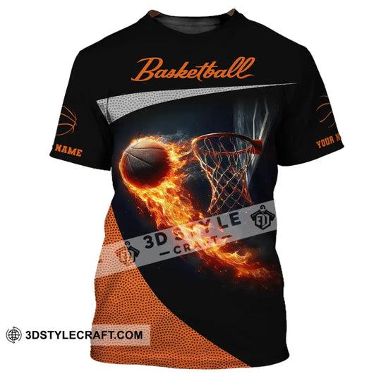 Man Shirt, Custom Name Basketball Shirt, Basketball Fire, Gift for Basketball Player style option 2