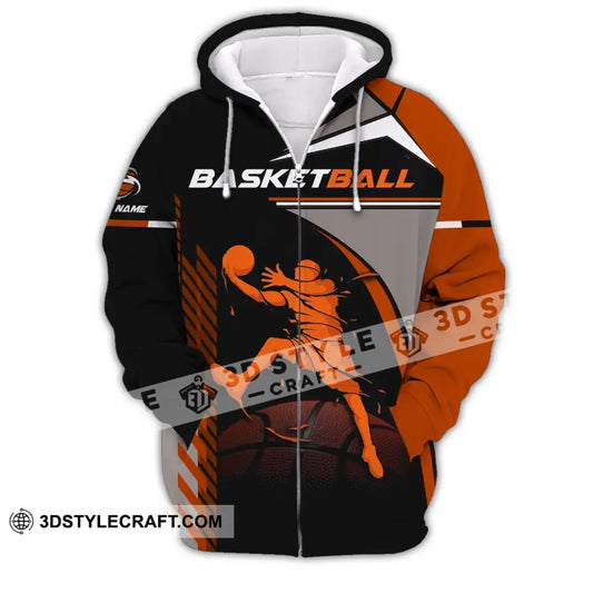 Man Shirt Custom Name Basketball T-Shirt Gift For Player Zipper Hoodie / S