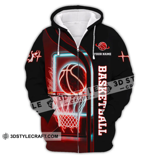 Man Shirt Custom Name Basketball T-Shirt Hoodie Gift For Player Zipper / S