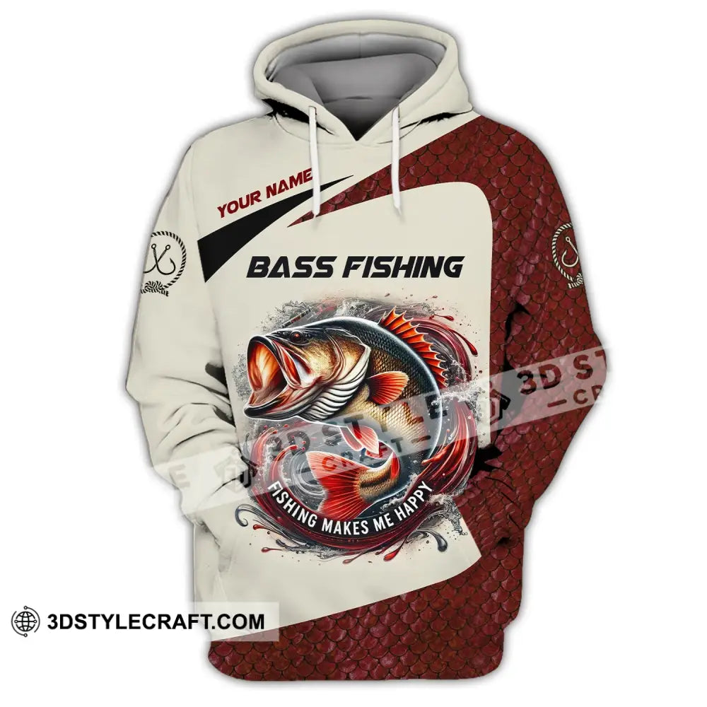 Man Shirt Custom Name Bass Fishing Lover Hoodie Polo Long Sleeve / S T-Shirt