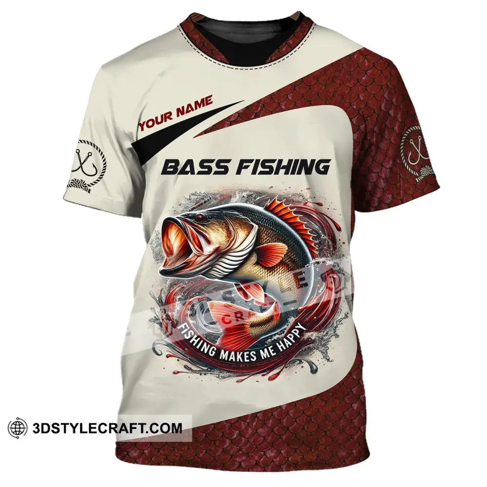 Man Shirt Custom Name Bass Fishing Lover Hoodie Polo Long Sleeve T-Shirt / S T-Shirt