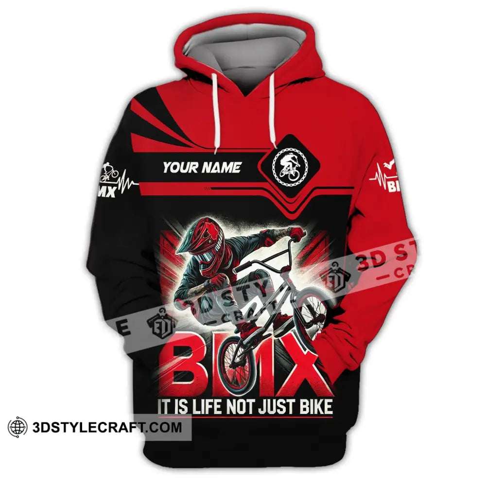 Man Shirt Custom Name Bicycle Moto Cross Bmx Polo Long Sleeve Hoodie / S T-Shirt