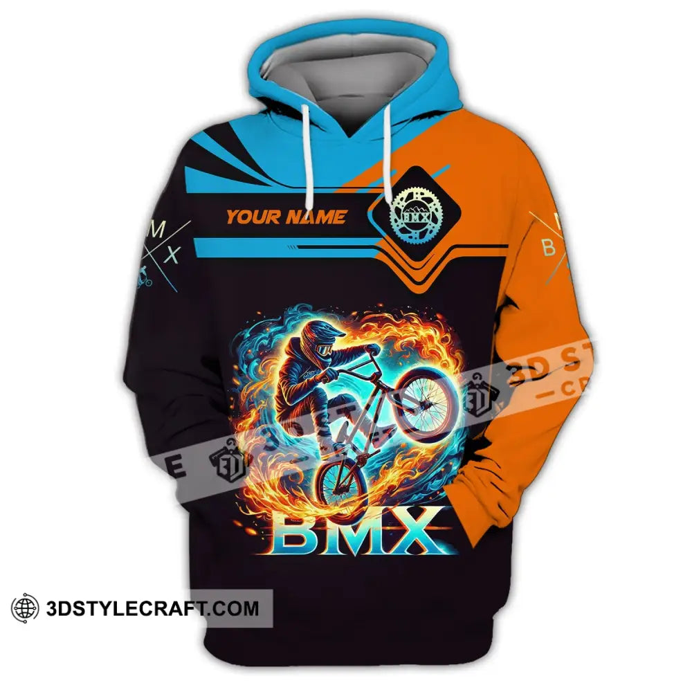 Man Shirt Custom Name Bicycle Moto Cross Bmx Polo Long Sleeve Hoodie / S T-Shirt