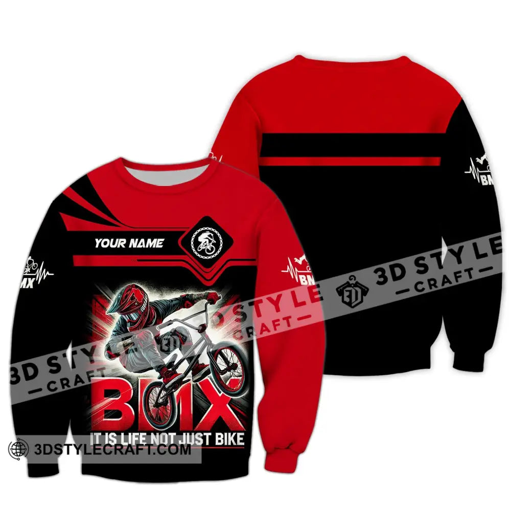 Man Shirt Custom Name Bicycle Moto Cross Bmx Polo Long Sleeve Hoodie / S T-Shirt