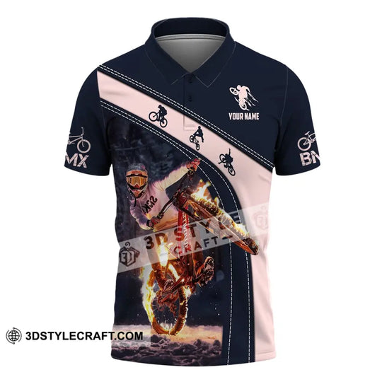 Man Shirt, Custom Name Bicycle Moto Cross Shirt, BMX Polo Shirt Long Sleeve Hoodie style option 4