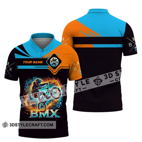Man Shirt, Custom Name Bicycle Moto Cross Shirt, BMX Polo Shirt Long Sleeve Hoodie style option 4