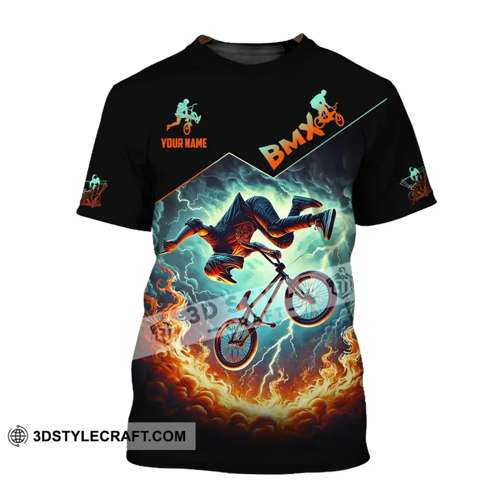 Man Shirt Custom Name Bicycle Moto Cross Bmx Polo Long Sleeve Hoodie T-Shirt / S T-Shirt