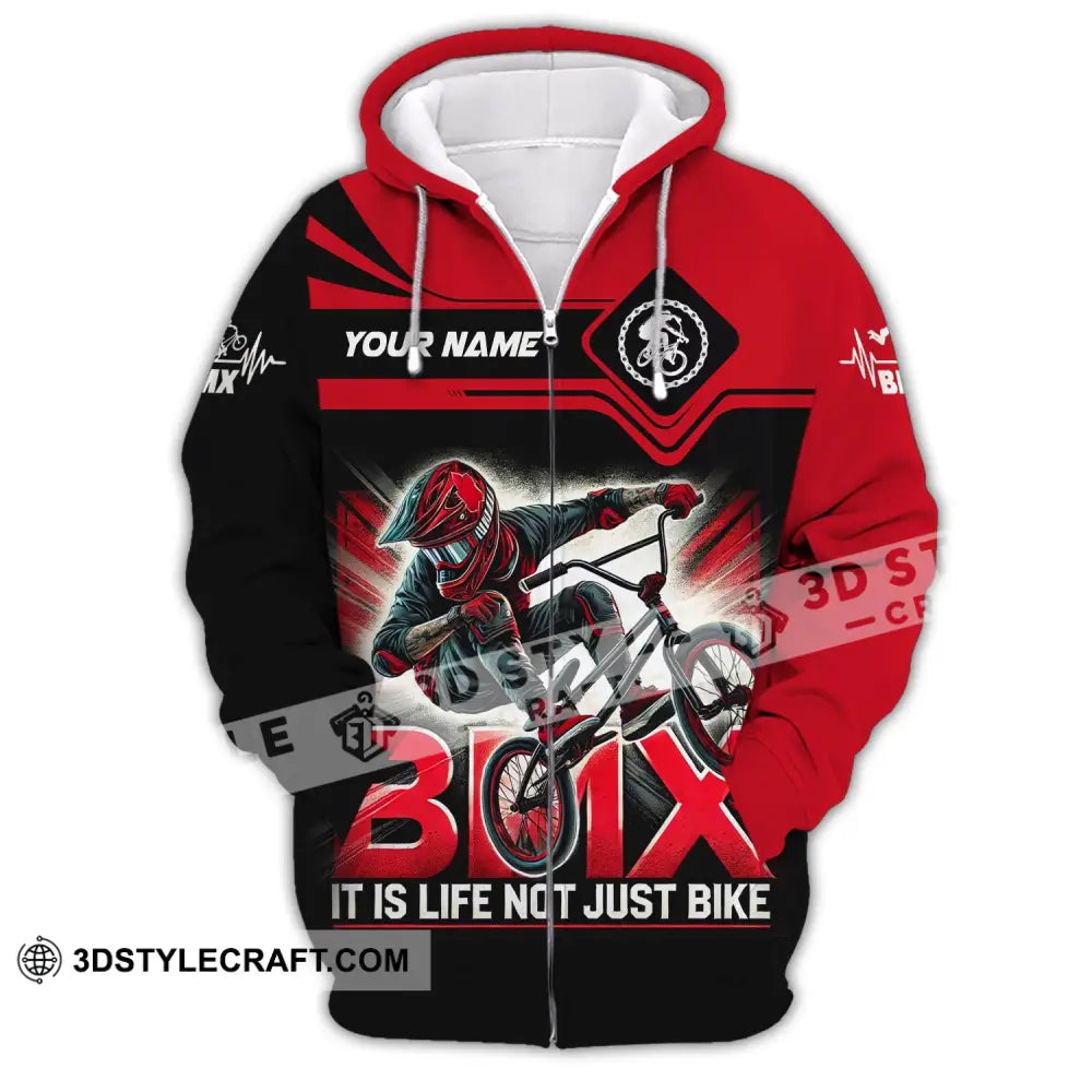 Man Shirt Custom Name Bicycle Moto Cross Bmx Polo Long Sleeve Hoodie Zipper / S T-Shirt