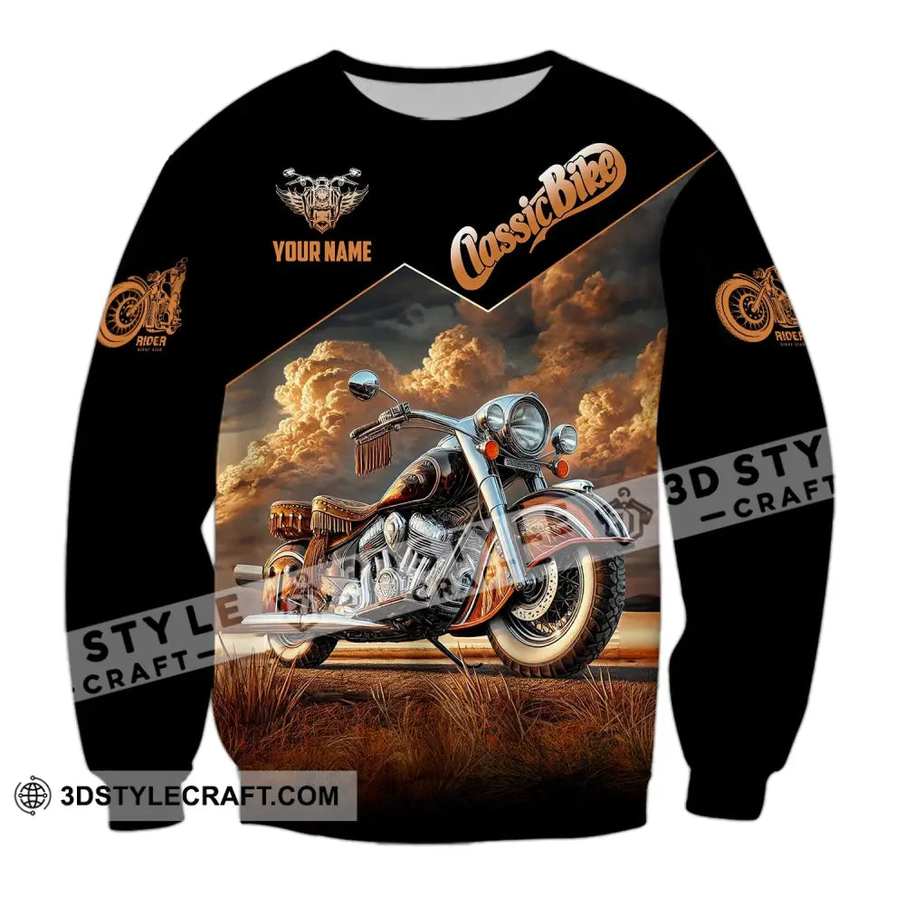 Man Shirt Custom Name Biker Classic Bike Love T-Shirt For Bikers Clothing Long Sleeve / S T-Shirt