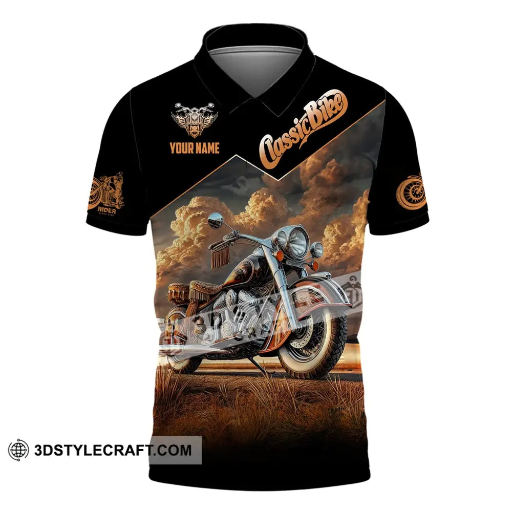 Man Shirt Custom Name Biker Classic Bike Love T-Shirt For Bikers Clothing Polo / S T-Shirt