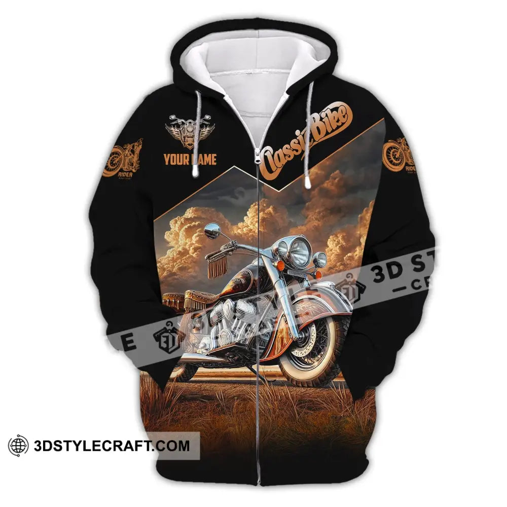 Man Shirt Custom Name Biker Classic Bike Love T-Shirt For Bikers Clothing Zipper Hoodie / S T-Shirt