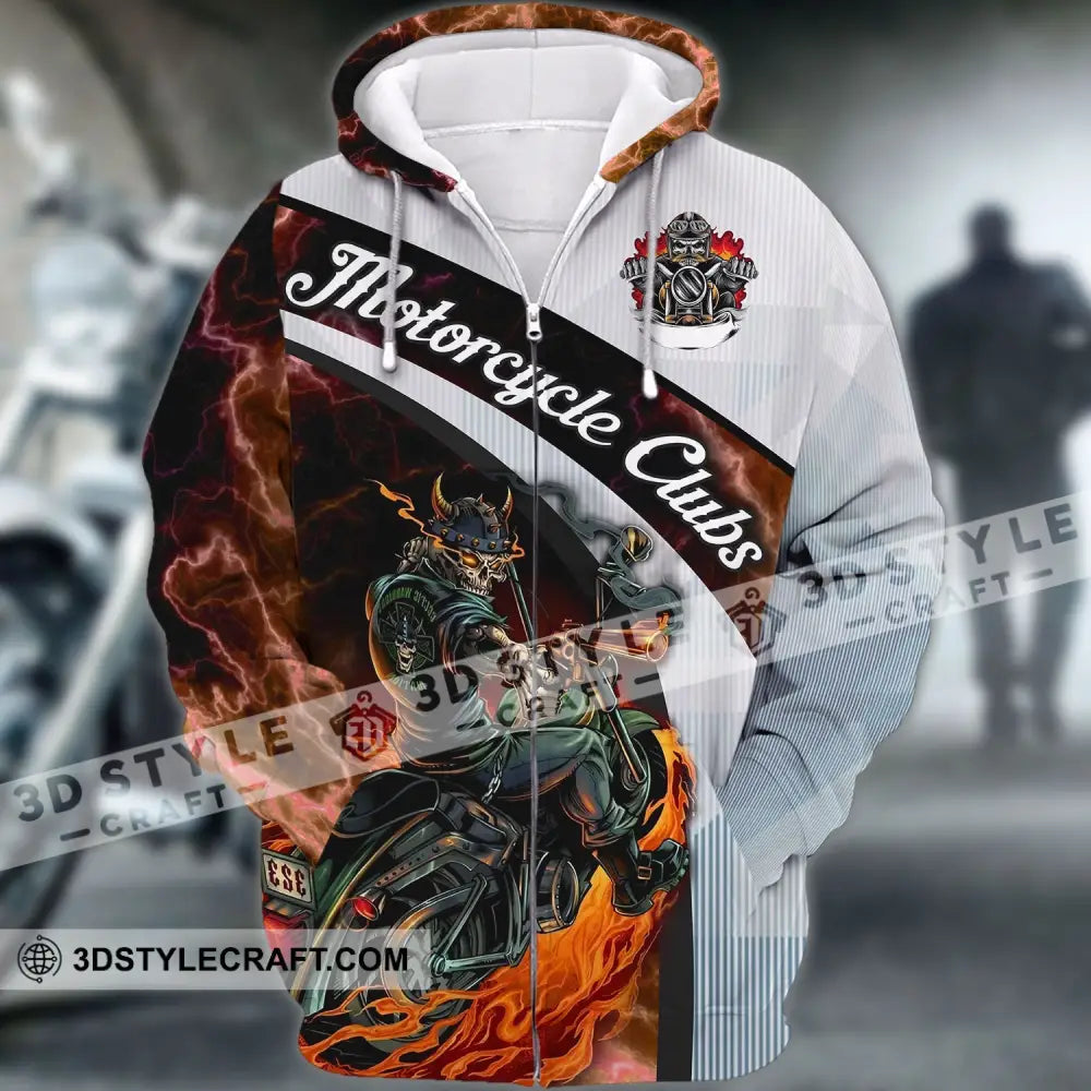 Man Shirt - Custom Name Biker Gang T-Shirt Motorcycle Club Skull Zipper Hoodie / S T-Shirt