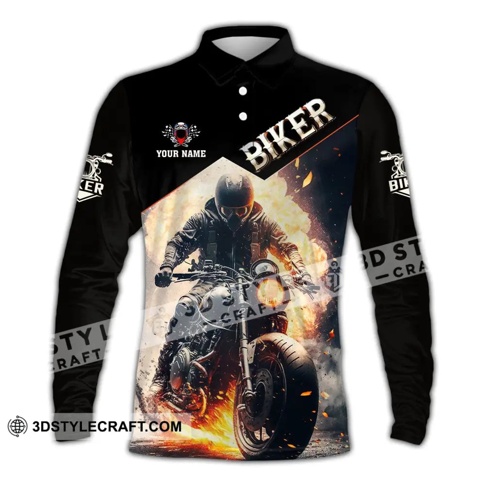 Man Shirt Custom Name Biker Hoodie Polo Long Sleeve / S T-Shirt