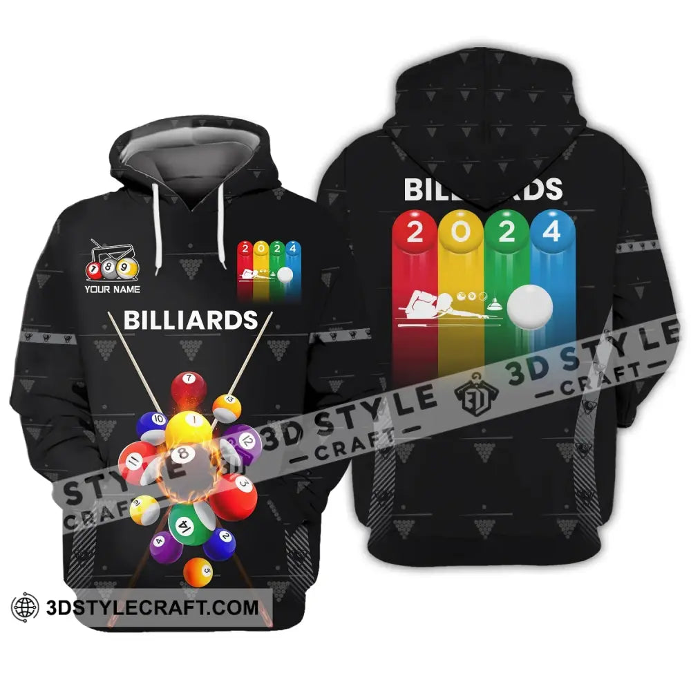 Man Shirt Custom Name Billiards Polo Long Sleeve Gift T-Shirt Hoodie / S