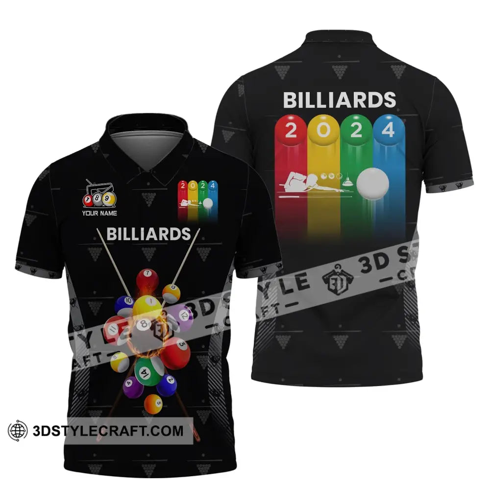 Man Shirt Custom Name Billiards Polo Long Sleeve Gift T-Shirt / S