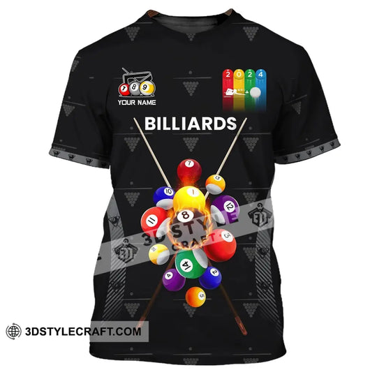 Man Shirt, Custom Name Billiards Shirt, Billiards Polo Long Sleeve, Billiards Gift, Billiards T-Shirt style option 2