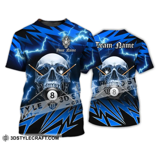Man Shirt, Custom Name Billiards Polo Shirt, Billiards Long Sleeve Hoodie, Billiards Skull, Gift for Billiards Lover style option 2