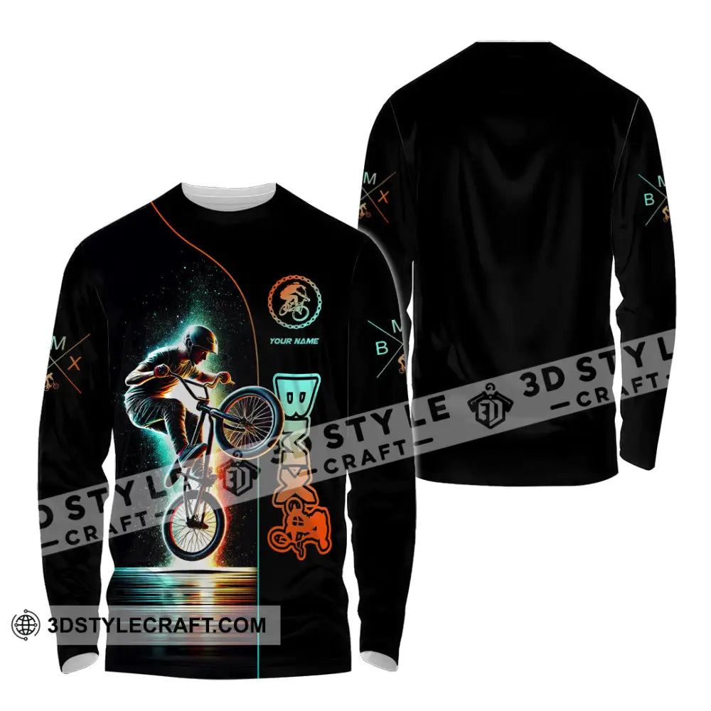 Man Shirt Custom Name Bmx Bike Gift Polo Hoodie Long Sleeve / S T-Shirt