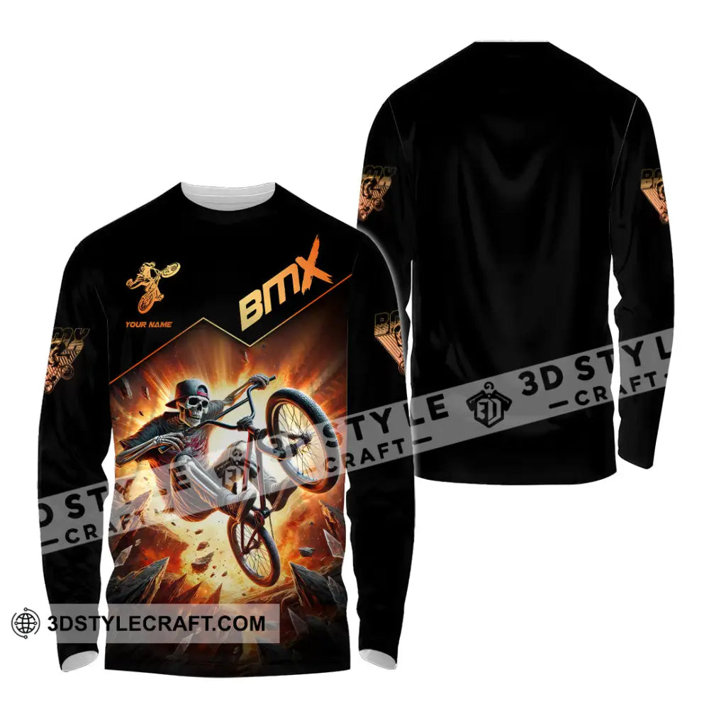 Man Shirt Custom Name Bmx Bike Gift Polo Hoodie Long Sleeve / S T-Shirt