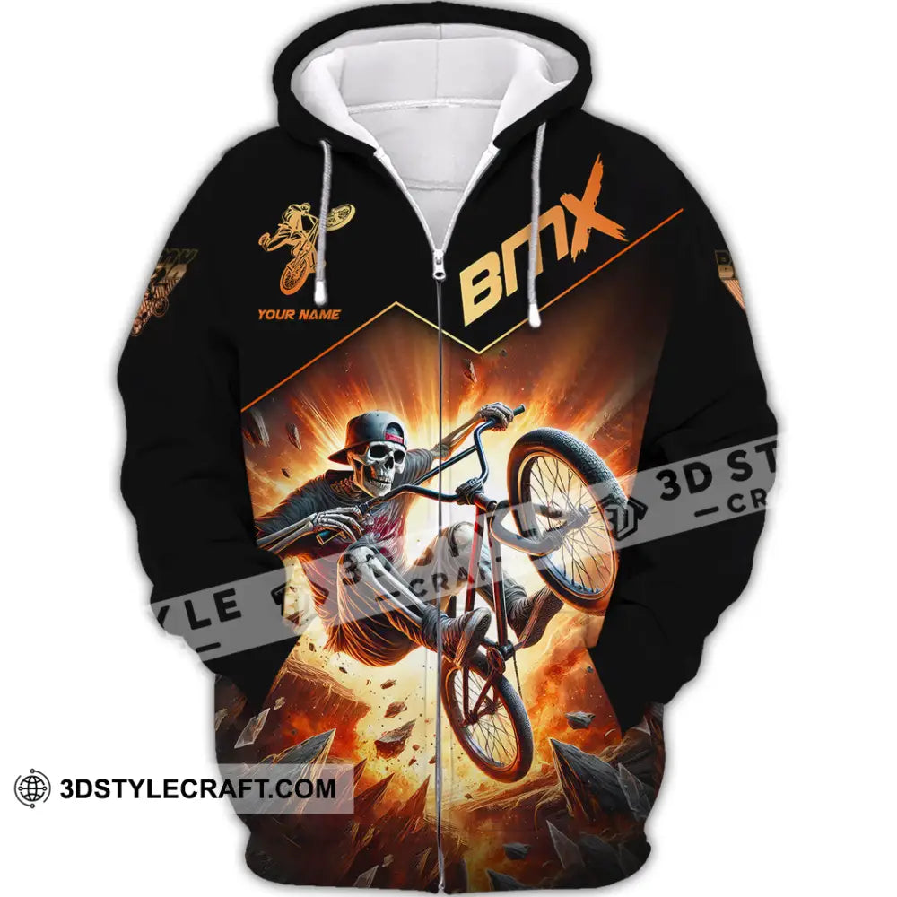 Man Shirt Custom Name Bmx Bike Gift Polo Hoodie Long Sleeve Zipper / S T-Shirt