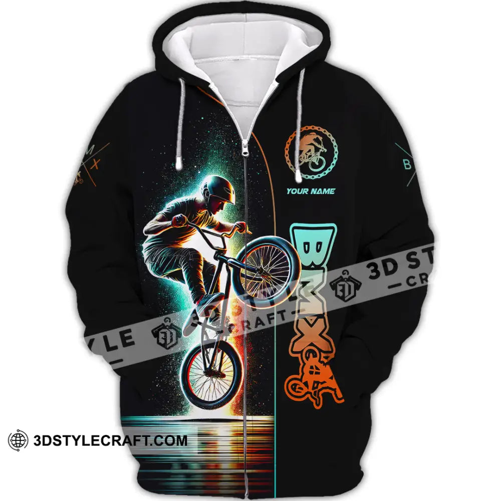 Man Shirt Custom Name Bmx Bike Gift Polo Hoodie Long Sleeve Zipper / S T-Shirt