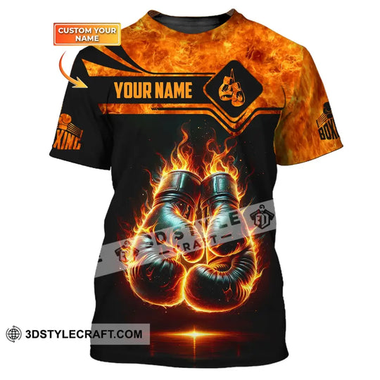 Man Shirt, Custom Name Boxing Shirt, Boxing Fire, Boxing  Polo Long Sleeve, Gift for Boxing Lover style option 1