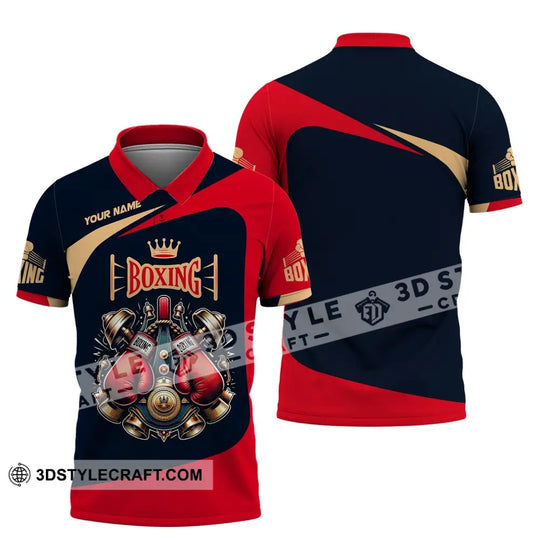 Man Shirt, Custom Name Boxing Shirt, Boxing Polo Long Sleeve, Gift for Boxing Lover style option 4