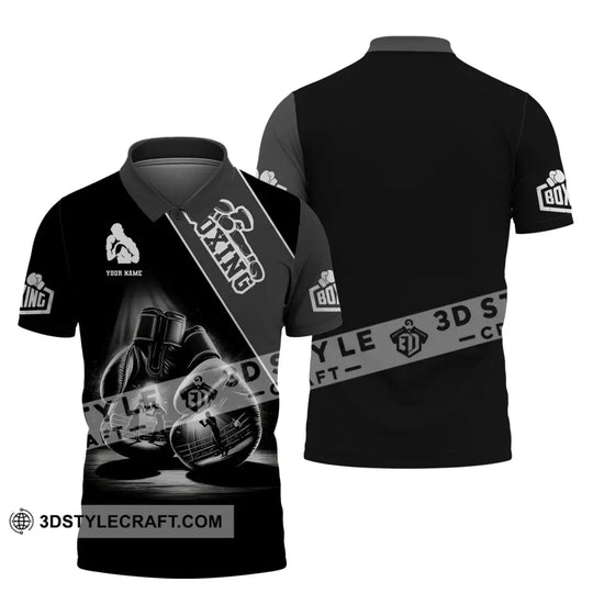 Man Shirt, Custom Name Boxing Shirt, Boxing  Polo Long Sleeve, Gift for Boxing Lover style option 4