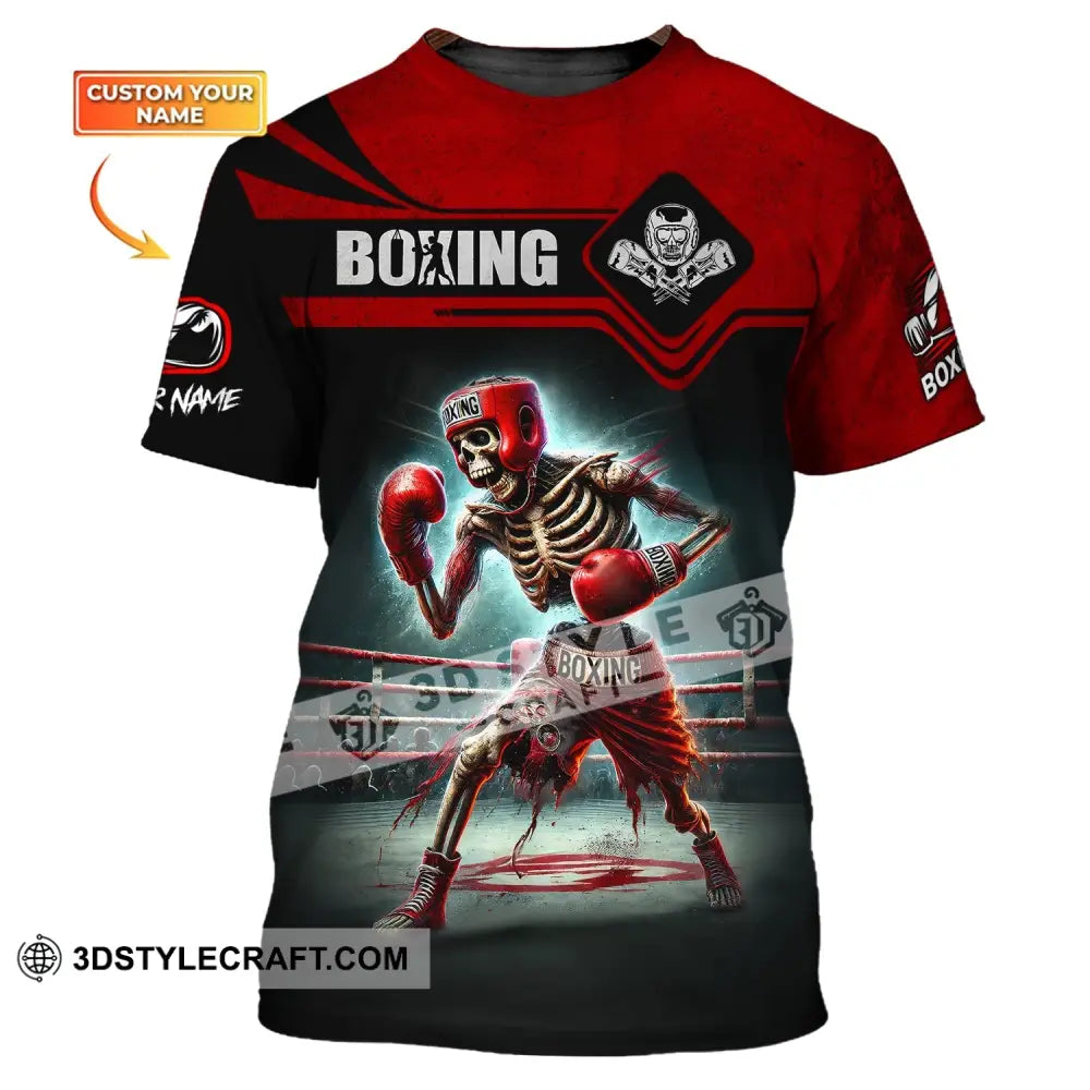 Man Shirt Custom Name Boxing Skull Polo Long Sleeve Gift For Lover T-Shirt