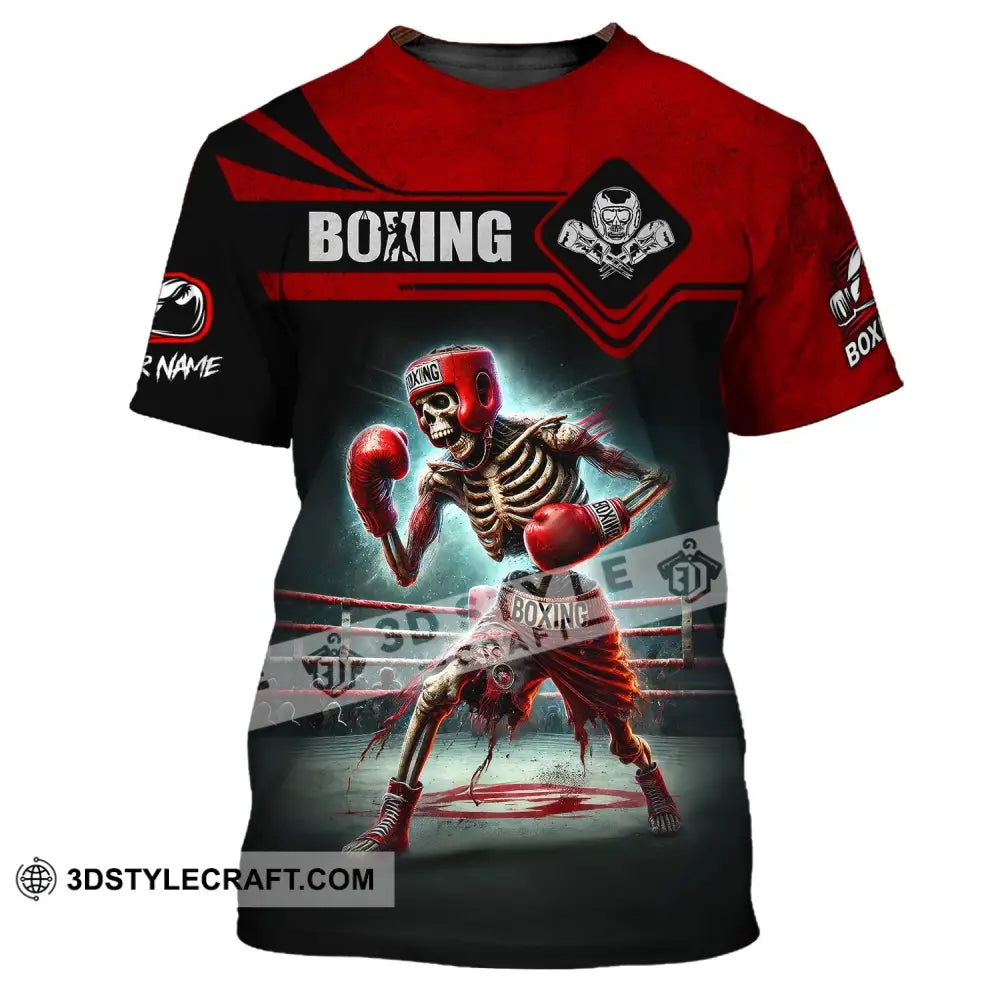 Man Shirt Custom Name Boxing Skull Polo Long Sleeve Gift For Lover T-Shirt / S