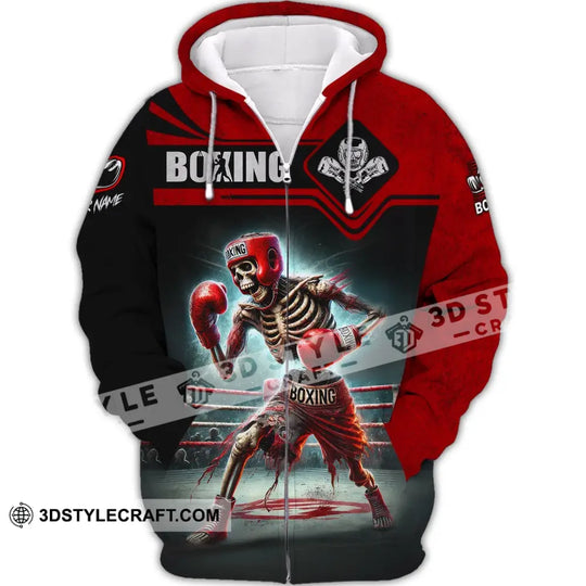 Man Shirt, Custom Name Boxing Shirt, Boxing Skull, Boxing Polo Long Sleeve, Gift for Boxing Lover style option 3
