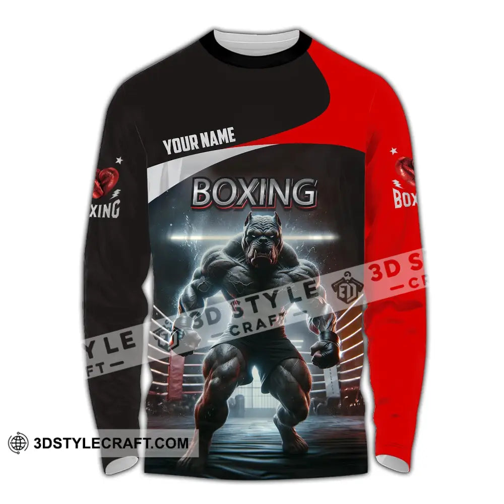 Man Shirt Custom Name Boxing T-Shirt For Club Gift Lovers Long Sleeve / S T-Shirt