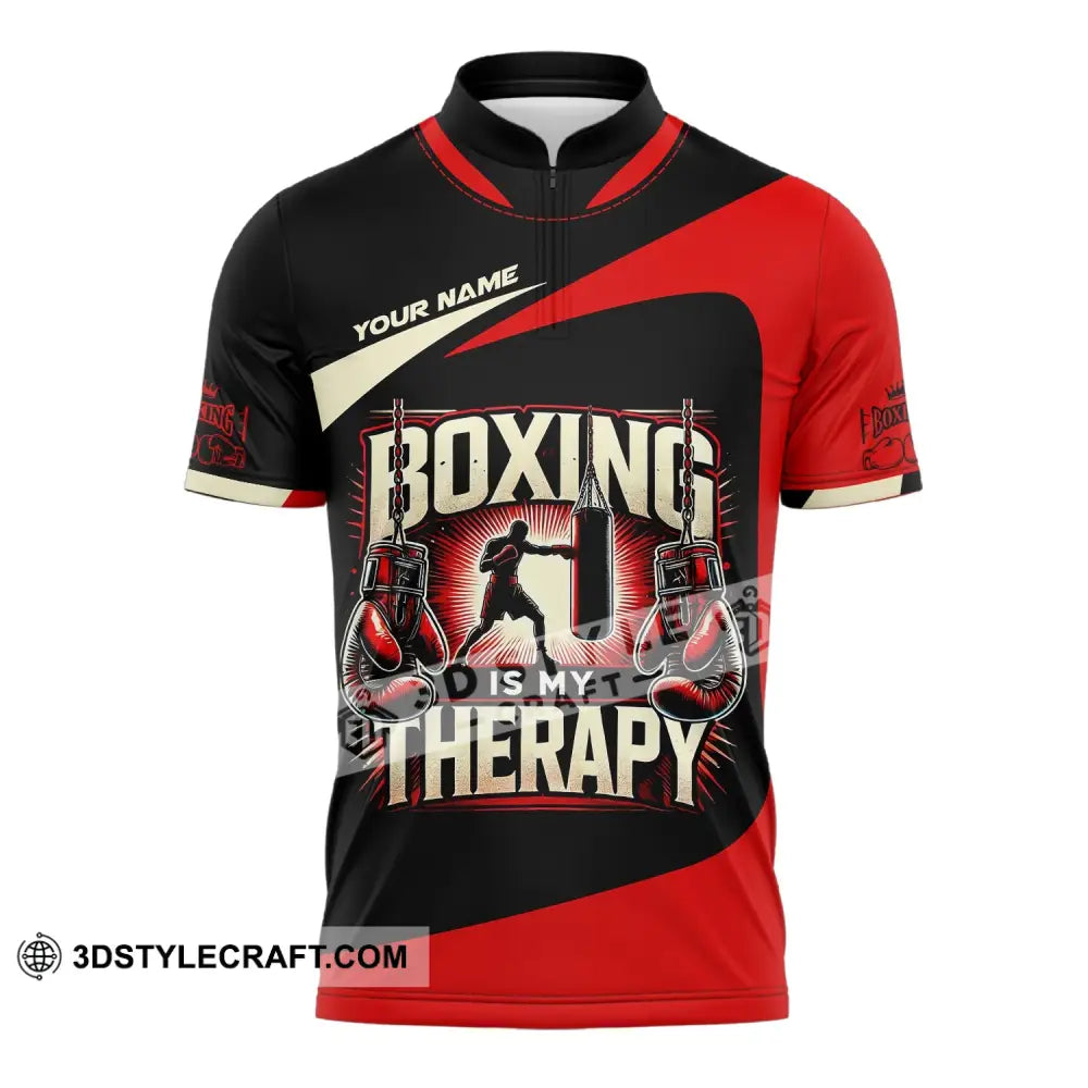 Man Shirt Custom Name Boxing T-Shirt For Club Gift Lovers Zipper Polo / S T-Shirt