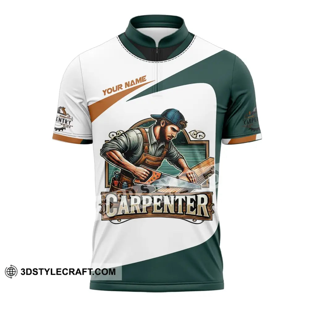 Man Shirt Custom Name Carpenter Hoodie Polo Long Sleeve Zipper / S T-Shirt